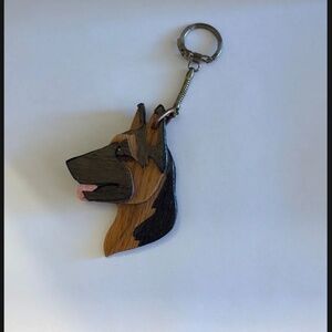 Wooden German Shepherd Keychain